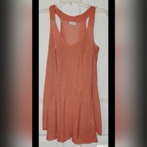 Tea And Cup Orange Shredded Cold Shoulder Pullover Sweater Size Sm/med...